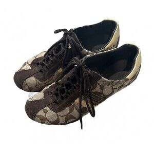 Coach Women's Katelyn Brown Signature Canvas Shoes Size 6.5